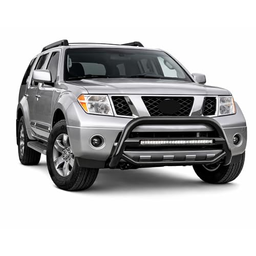 Image of Black Horse MAX Beacon Bull Bar No Skid Plate Black Compatible with 2005-2021 Nissan Frontier|2005-2007 Nissan Pathfinder|2005-2015 Nissan Xterra-MAB-NIFRB