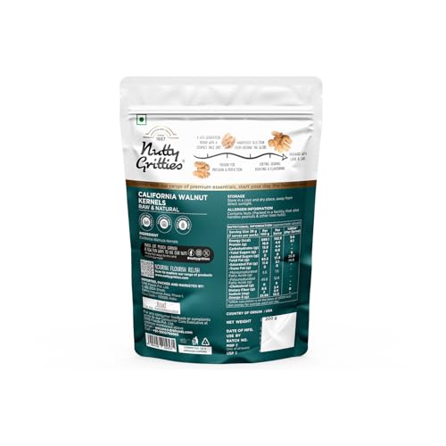 Image of Nutty Gritties California Walnut Kernels without shell, For Morning Consumption Dry Fruit, Omega-3 rich 200g (Pack of 5)