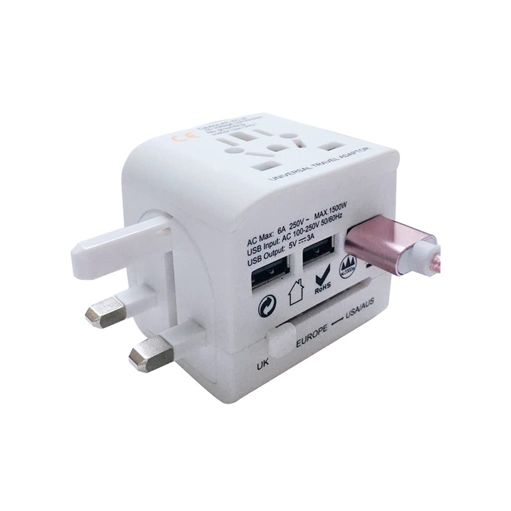 Adattatore da Viaggio Plug Adattatore di alimentazione universale Caricabatterie internazionale con 3 USB Porte di ricarica, adattatore di viaggio in tutto il mondo Spina di alimentazione multiporta