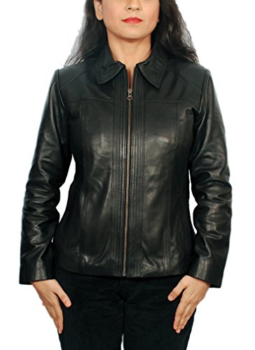 Women's Lambskin Leather Short Peacoat Jacket3