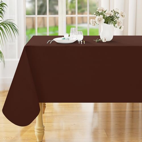 Image of Smiry Rectangle Table Cloth 60x102 Inch, Waterproof Wipeable Vinyl Tablecloths Protector, Oil Spill Proof Plastic Table Cover for Dining, Picnic, Camping, Outdoor, Coffee