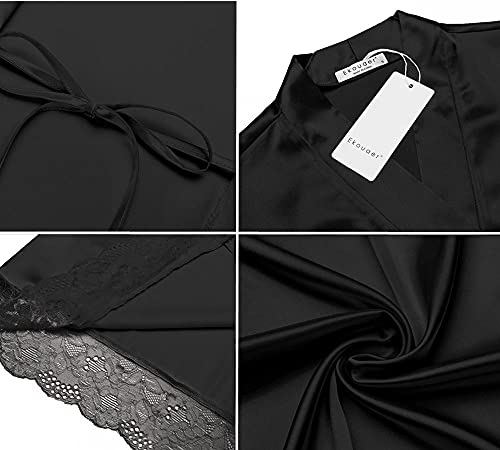 Ekouaer Satin Robes For Women Silk Kimono Bathrobe For Bride Long Bridesmaids Wedding Party Loungewear Sleepwear thumb #4