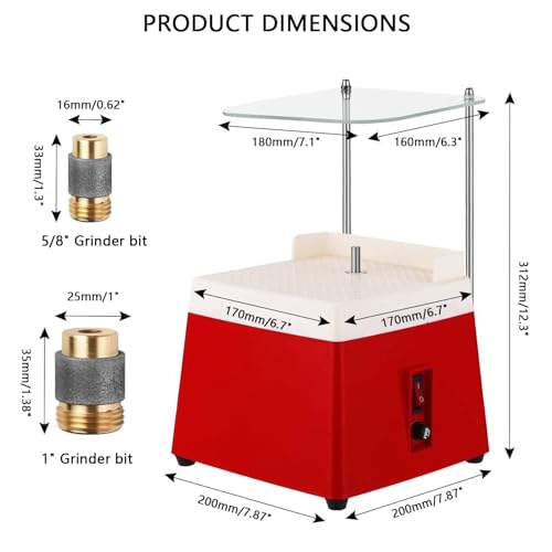 Amoladora de vidrio con deflector ampliado para evitar salpicaduras 4