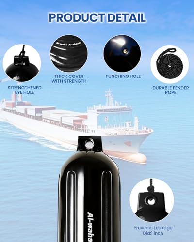 Image of Boat Fenders 4PK 5.5 /6.5 /8.5 inch Inflatable Marine Bumpers