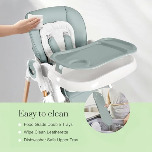 Image of Mallify Convertible High Chairs for Babies and Toddlers, Height Adjustable Baby High Chair, High Chair with Removable Tray, Adjustable Backrest, Portable Baby Dinning Chair with Lockable Wheels