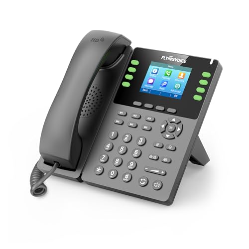 FLYINGVOICE P23GW VoIP Phone with 2.4G/5GHz Dual-Band WiFi, AP & Wi-Fi to LAN, Bluetooth 4.2, USB Port, Advanced Business IP Phone with Color Screen (Power Supply Included)