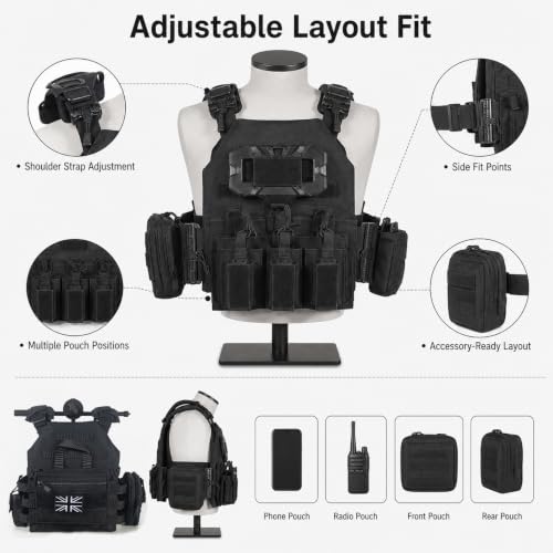 Chaleco de Pecho Airsoft con Bolsa Trasera de Carga Utilidades 5