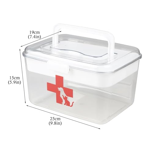 ZoeQide Erste Hilfe Box Hund Katze – 2-lagige Haustier Medikamentenbox mit Griff – Transparente Aufbewahrungsbox für Haustierapotheke & Reiseapotheke – Kunststoff Organizer für Hund & Katze