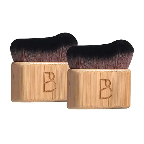 BS-MALL Makeup Brushes Set of 2 | Eco-Friendly Natural Bamboo Handles | Ultra-Soft Synthetic Bristles | Perfect for Face &amp; Body Application | Cruelty-Free &amp; Perfect for Travel