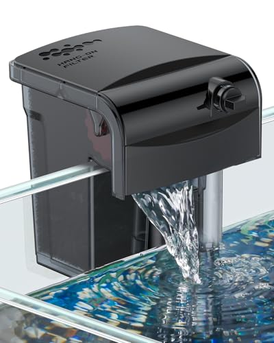 Pawfly 3W Aquarium Filter - 19L Hängender Außenfilter, 246L/H mit Wasserrad, Verstellbarer Wasserpumpe & Ölabscheider, Ultra Leiser HOB Filter für Aquarien