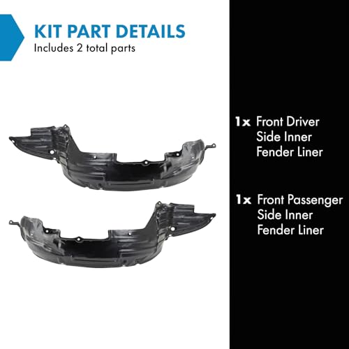 Image of TRQ Front Inner Fender Liner Set Compatible with 2002-2006 Nissan Altima NI1250113 NI1251113