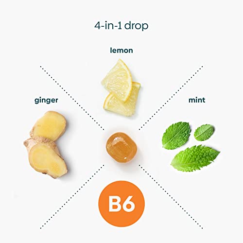 Image of UpSpring Stomach Settle for Moms Drops for Occasional Morning Sickness with Ginger, Lemon, Spearmint, and B6. Individually Wrapped Drops, 28 Ct(Packaging May Vary)