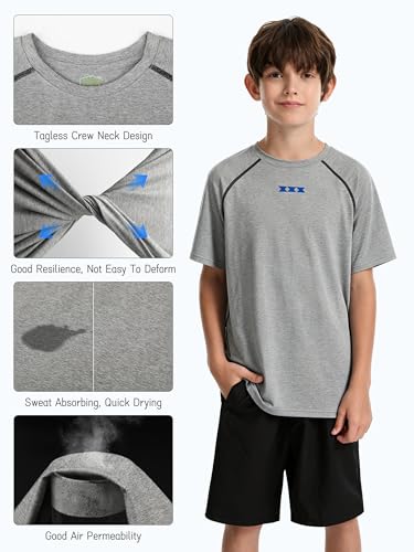 Image of 5 Pack Boys Shirts Athletic Dry Fit Boys Tshirts Performance Tops Summer