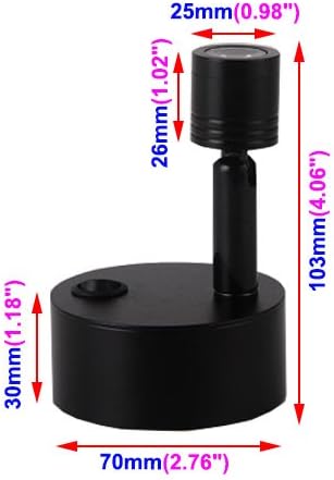 3W LED Spotlight Adjustable Light Battery-Powered Lamp On/Off Button Cabinet Black Finish Warm White