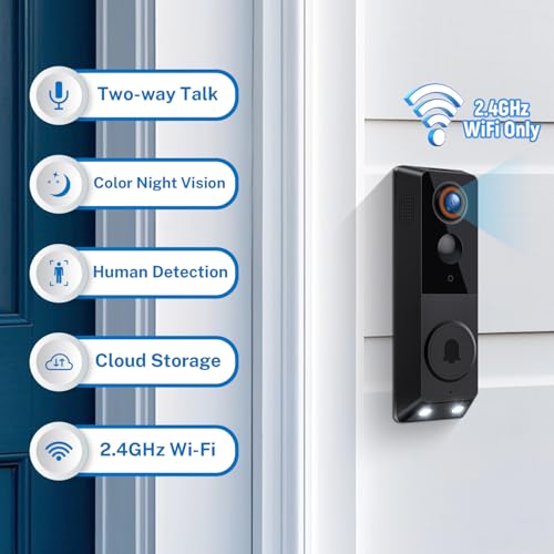 1080p Wireless Wi-Fi Video Doorbell Camera for Home Security with AI Human Detection and Color Night Vision  
1080p Wire