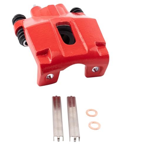 Image of TRQ Rear Brake Caliper Set Painted Red Compatible with 2004 Ford F 150 2004 Ford F 150 Heritage 2005-2011 F 150 2006-2008 Lincoln Mark LT