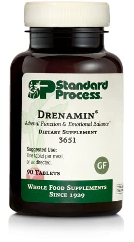 Standard Process Drenamin - Adrenal Function Supplement for Healthy Stress Response - Supports Healthy Energy Production & Metabolism - Gluten-Free Non-Dairy & Non-Soy - 90 Tablets (90 Servings)