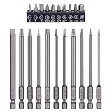 Pointe pour fleurs de prune avec poignée hexagonale de 11 pièces, 1 jeu de forets à dix trous, set de têtes pour tournevis, pointe pour fleurs de prune perforée creuse.