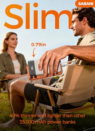 Image of Portable Charger 35000mAh Power Bank - Powerbank with 4 Built in Cables, 22.5W Fast Charging Travel Camping Essential Battery Pack Compatible with iPhone 17 16 15 14 13 Samsung Google, 1 Pack, Silver