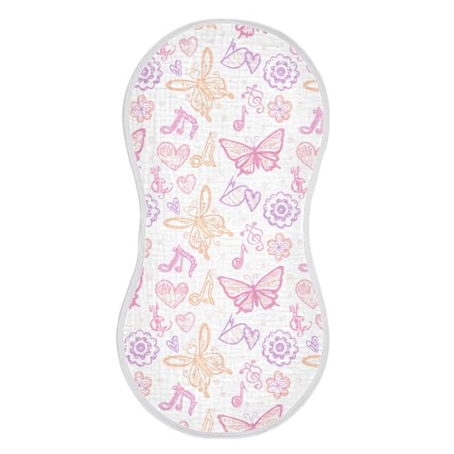 xigua Butterflies Muslin Baby Burp Cloths Set of 1, Super Soft & Absorbent Burping Rags, Cotton Burp Clothes Shower Gift for Newborn, Baby Girls and Boys