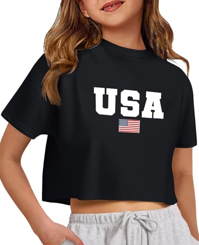 Image of ZDC Girls Athletic Oversized Crop Tops Kids Drop Shoulder Short Sleeve T Shirts Workout Tees