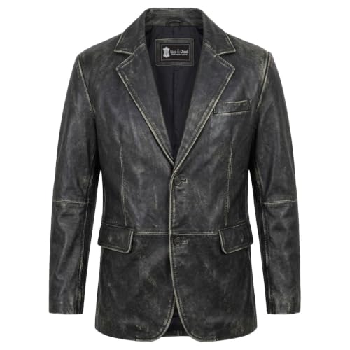 Image of Isaac & David Chicago Lambskin Genuine Casual Wear Leather Blazer Sport Coat Classic Button Closure for Men 2 Button Coat