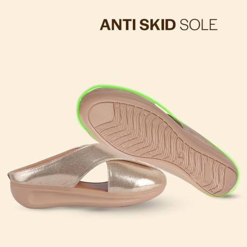Image of FAUSTO Women Criss Cross Strap Design Perforated Slip On Shoes | Back Open Casual Shoes for Office, Outdoor, Party