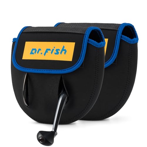 Dr.Fish Funda de carrete de pesca para carrete giratorio, se adapta a 1000-3000, bolsa de neopreno para carrete de pesca con ranura para asa, estuche de almacenamiento de carrete giratorio, accesorios