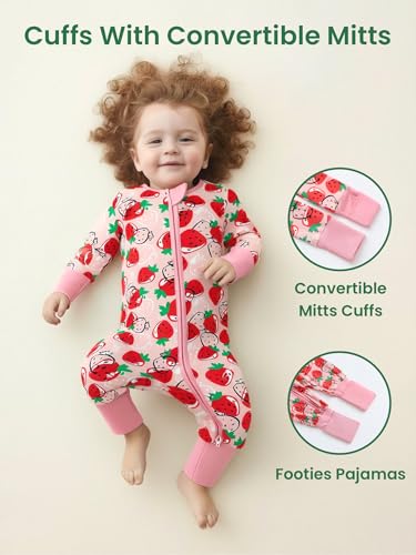 Image of Unisex Baby Bamboo Viscose Long Sleeve Romper, Cute Prints Zipper Footless Jumpsuit, Toddler One-Piece Outfits