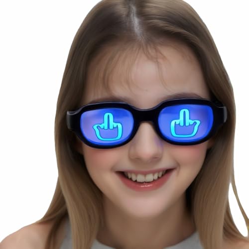 Light Up Middle Finger Glasses - 7 Color LED Mood, Rechargeable Hilarious Party Glasses for Adults, Teens, Couples - Perfect for Concerts, Raves & Troll Gifts!