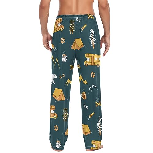 Cute Lovely Bear Pajama Pants Camping Travel Forest Men's Pajama Bottoms Lounge Sleepwear PJs Casual Sleep Pants M2