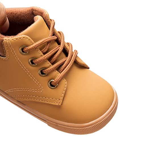 Casazoe Unisex Leather Casual Boots Toddler Outdoor Mid Top Dress Shoes Lace Up Non-Slip Texture Sole Loafer Hiking Flats Classic School Daily Walking Shoe(Infant/Toddlers) thumb #2