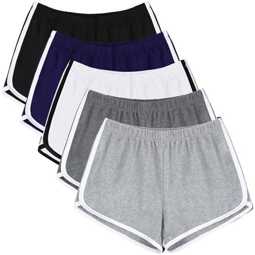 URATOT 5 Pack Shorts for Women Summer Casual Lounge Short Comfy Cotton Dolphin Shorts Athletic Gym...