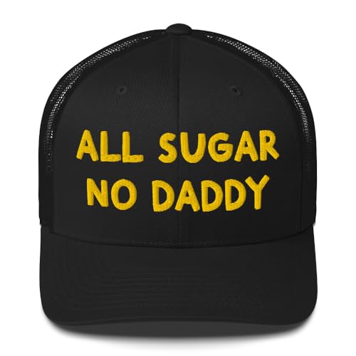 All Sugar No Daddy Trucker Hats Women, Birthday Gifts for Mom, Wife, Funny Embroidered Hat for Girls, Vintage Cap4 Black
