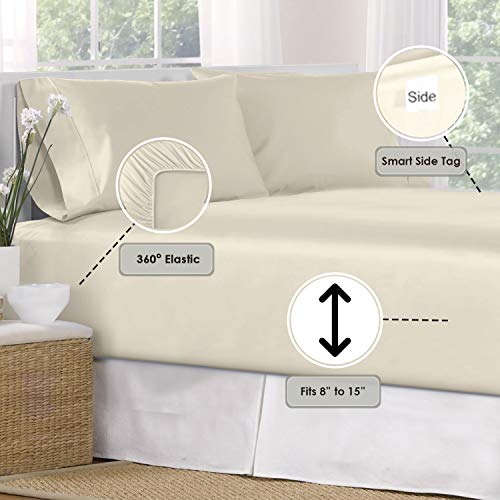 Pizuna Pure Combed Cotton Single Bed Fitted Sheet Ivory - Image 3
