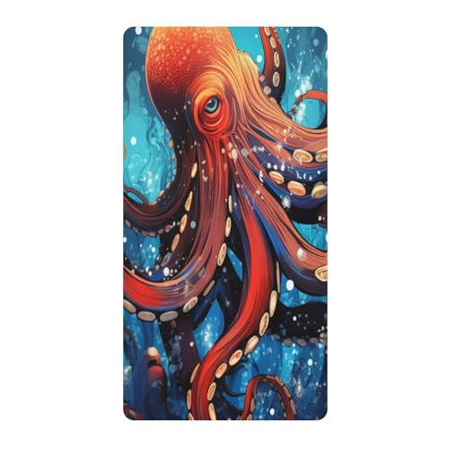 Arte Abstracto del Pulpo Azul Sábana de Cuna para Niños Pequeños,Sábanas de Algodón Suave para Bebés Aptas para Colchón Corralito
