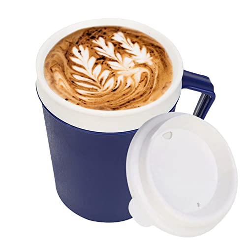 Agatige 500ml Spill Proof Insulated Coffee Mug, Portable Handicapped Tea Cup Travel Cups with Tumbler Lid and Handle for Adults, Disabled, Elderly
