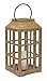 Melrose Wood Lantern with Black and Brown, Candle Holder Rustic Decorative Hanging Wood, Glass