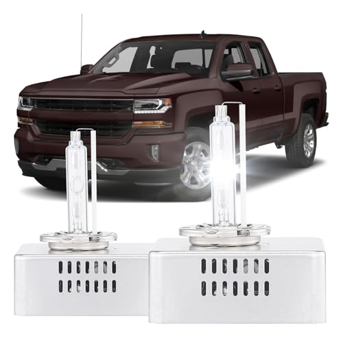 SENROBO D5S HID Headlight Bulbs, Fit for 2016 2017 2018 Chevy Silverado 1500 LT LTZ LS WT 2015-2018 GMC Sierra 1500 2500 3500 HD, High Low Beam Xenon Light, 6000K Cool White, Pack of 2