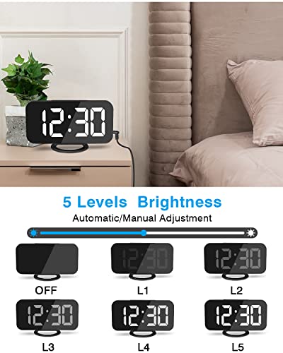 Szelam Led Rgb Digital Alarm Clock,With 11 Color Modes Display,Mirror Surface,Dual Usb Charger Ports,Modern Desk Clocks For Bedroom Home Office Decor- Black #TOP4