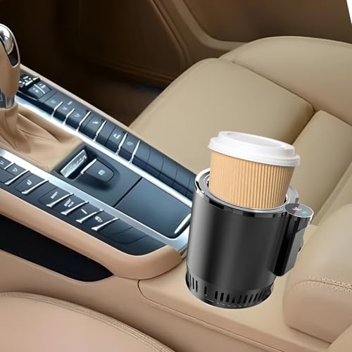 Image of Smart Car Heater & Colder Cups|Car Cup Holder|Quick Thermal Heating Cups|Car Refrigerator Quick Cooling Cups|Suitable for Most Cars (Black+Aluminium Cup)