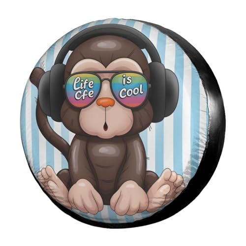 Image of Delerain Spare Tire Cover Cute Monkey Wheel Covers Sun Protection Waterproof for Jeep Truck RV Trailer SUV and Many Vehicle (14 Inch for Diameter 23 inch-27 inch)