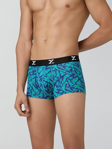 Image of XYXX Men's Shuffle Micromodal Regular Fit Printed Antimicrobial Trunks with No Marks Waistband (Pack of 3)