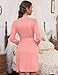 HOTOUCH Womens Knit Bathrobe Thin Robes Soft Cozy Sleepwear Lightweight Robe Orange Pink XXL
