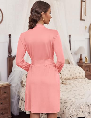 Image of HOTOUCH Womens Robe Lightweight Short Knit Bathrobe Soft Ladies Sleepwear with Pockets