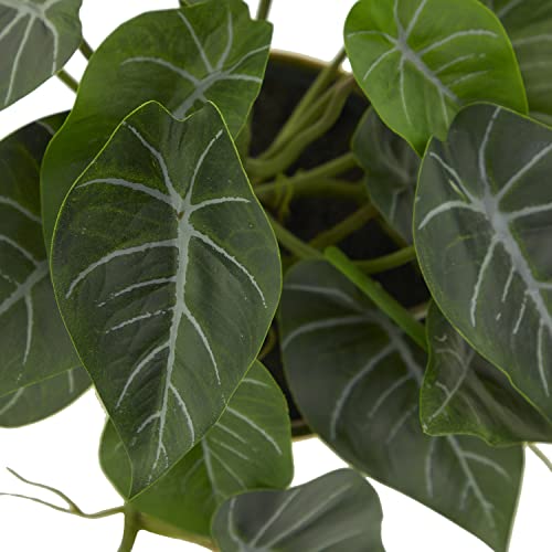 Deco 79 The Novogratz Faux Foliage Pothos Artificial Plant With Realistic Leaves And Gold Porcelain Pot, 14" X 14" X 12", Green #TOP3