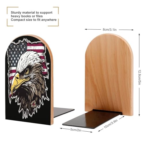Sujetalibros de madera resistente con águila del Ejército para estantes 3
