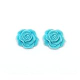 Material: Kunstharz Idin Ohrclips - Blaue Blumen (klein) (ca. 12 mm across)