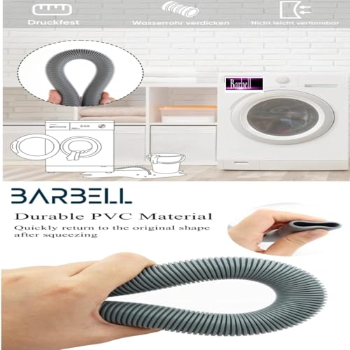 Image of Front Load Washing Machine Outlet Drain & Extension Pipe .Multiple size (1.5 Meter, 2 Meter, 3 Meter,5 Meter) Grey (3 Meter)
