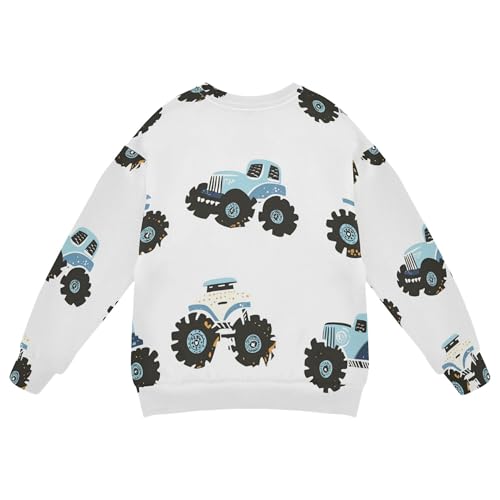 JUNZAN Cartoon Trucks Car White Little Girls Pullover Hoodie Fleece Tops Clothing Shirts Athletic 4T2